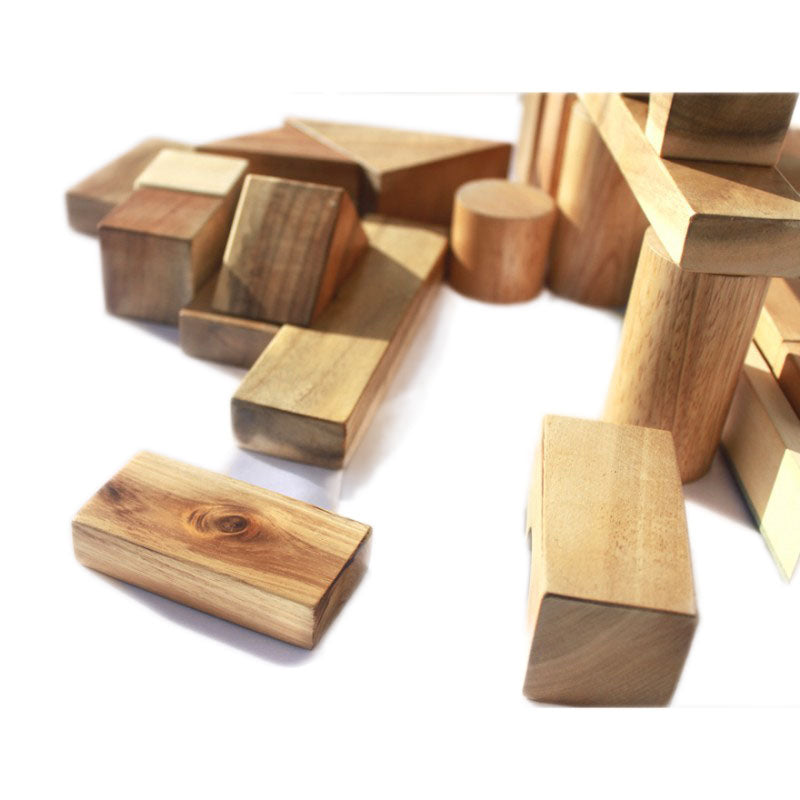Natural Wood Blocks – 34 Pcs