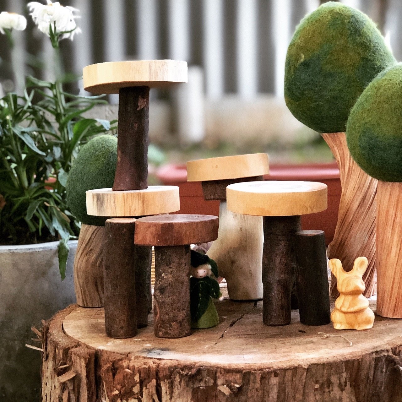 Natural Wooden Tree Blocks Set